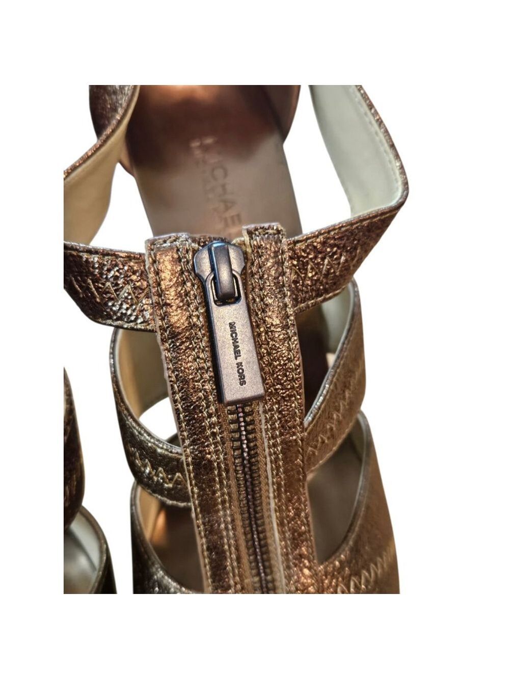 Michael Kors Bronze Metallic Zipper Heels - Picture 14 of 16